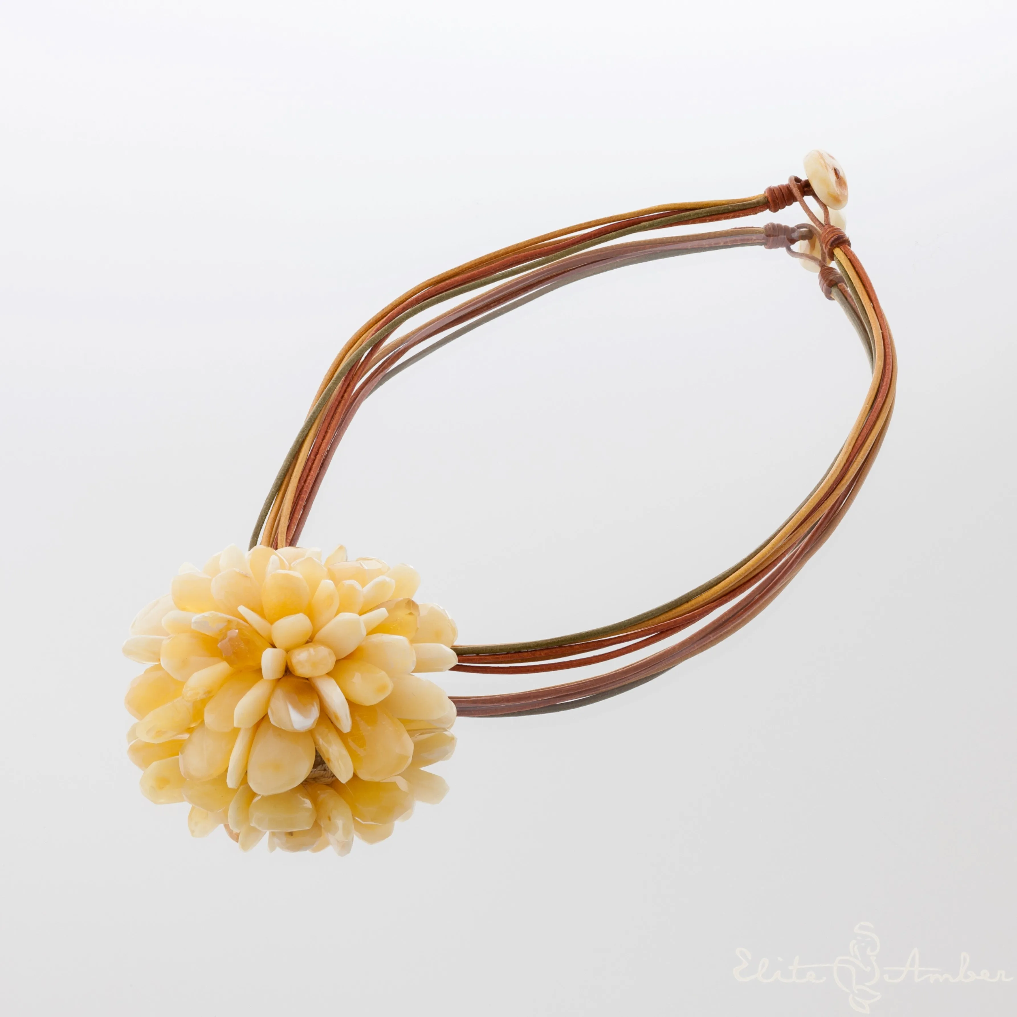 Amber brooch-pendant "Royal white flower"