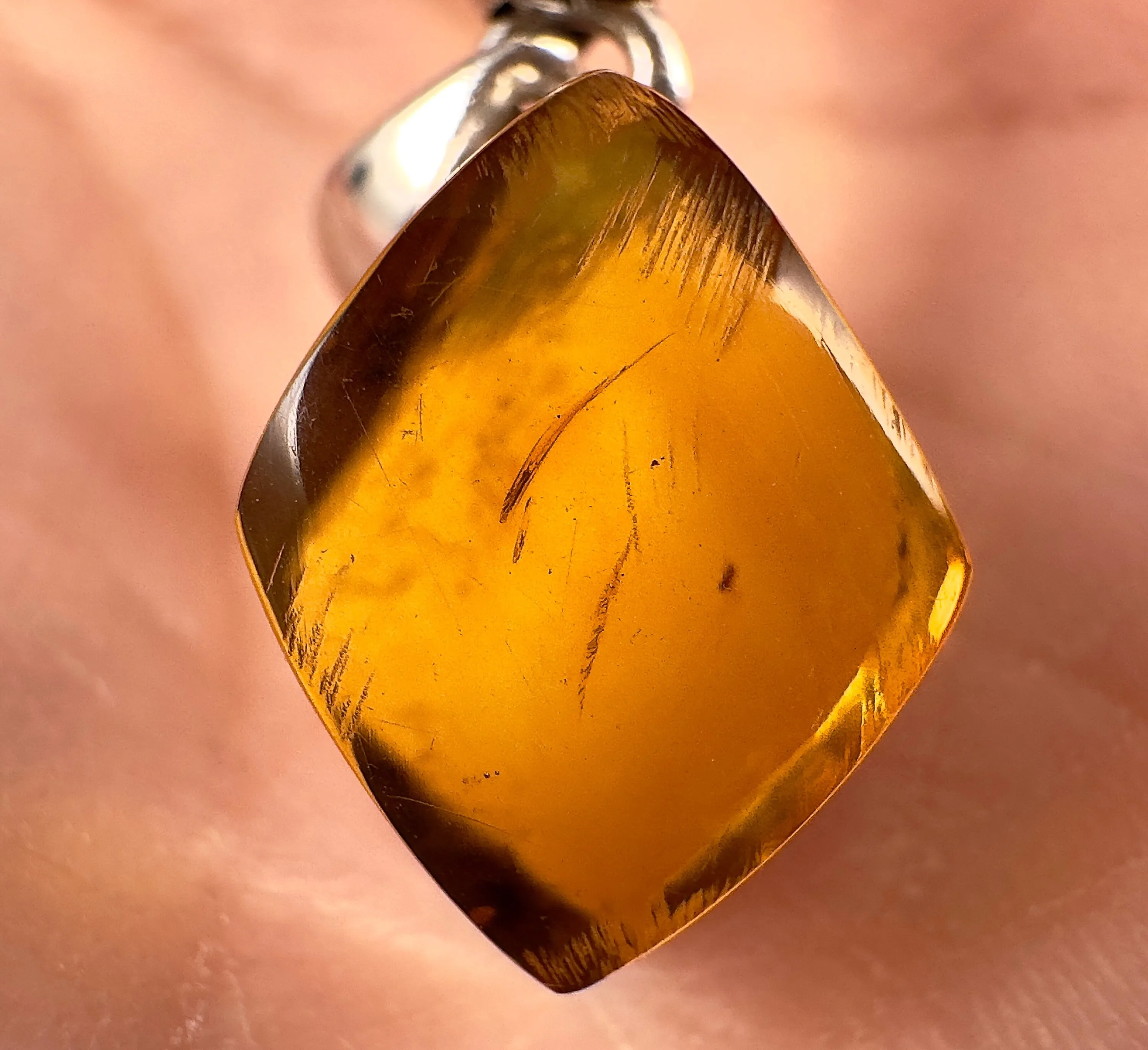 AMBER Crystal Pendant - Sterling Silver - Pendant Necklace, Fine Jewelry, Healing Crystals and Stones 53442