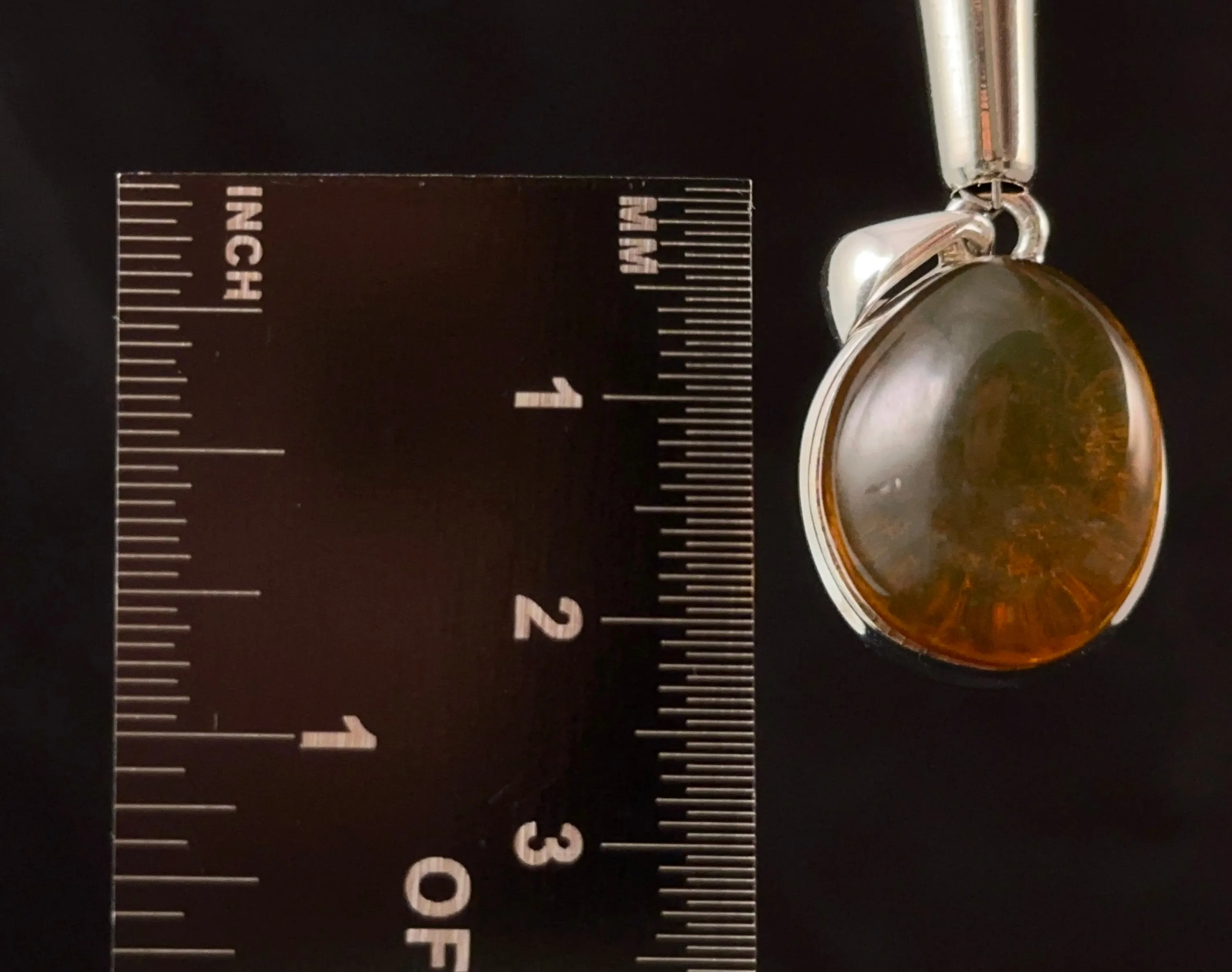 AMBER Crystal Pendant - Sterling Silver - Pendant Necklace, Fine Jewelry, Healing Crystals and Stones, 53448