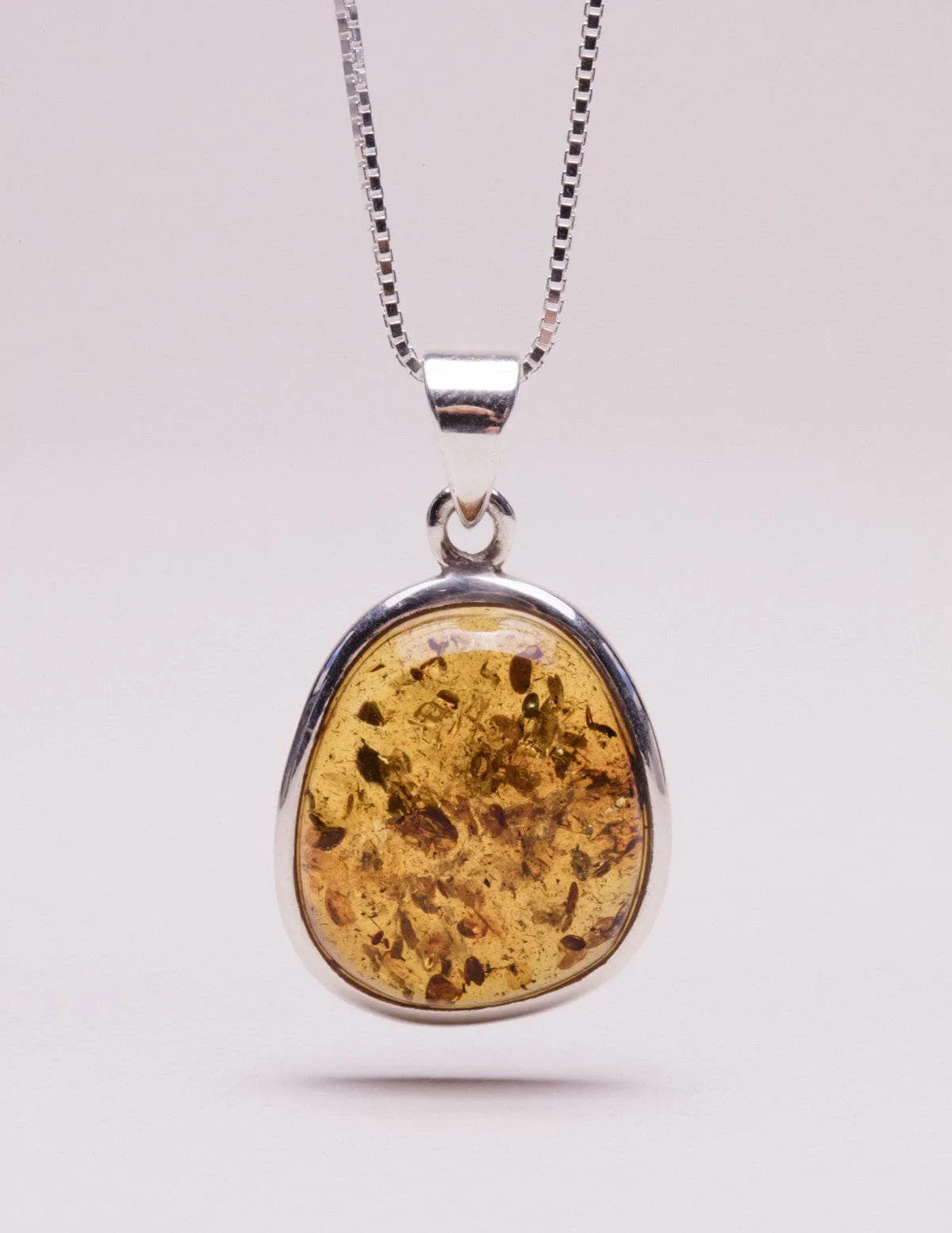 Amber Free Form Pendant Necklace - Adjustable Chain