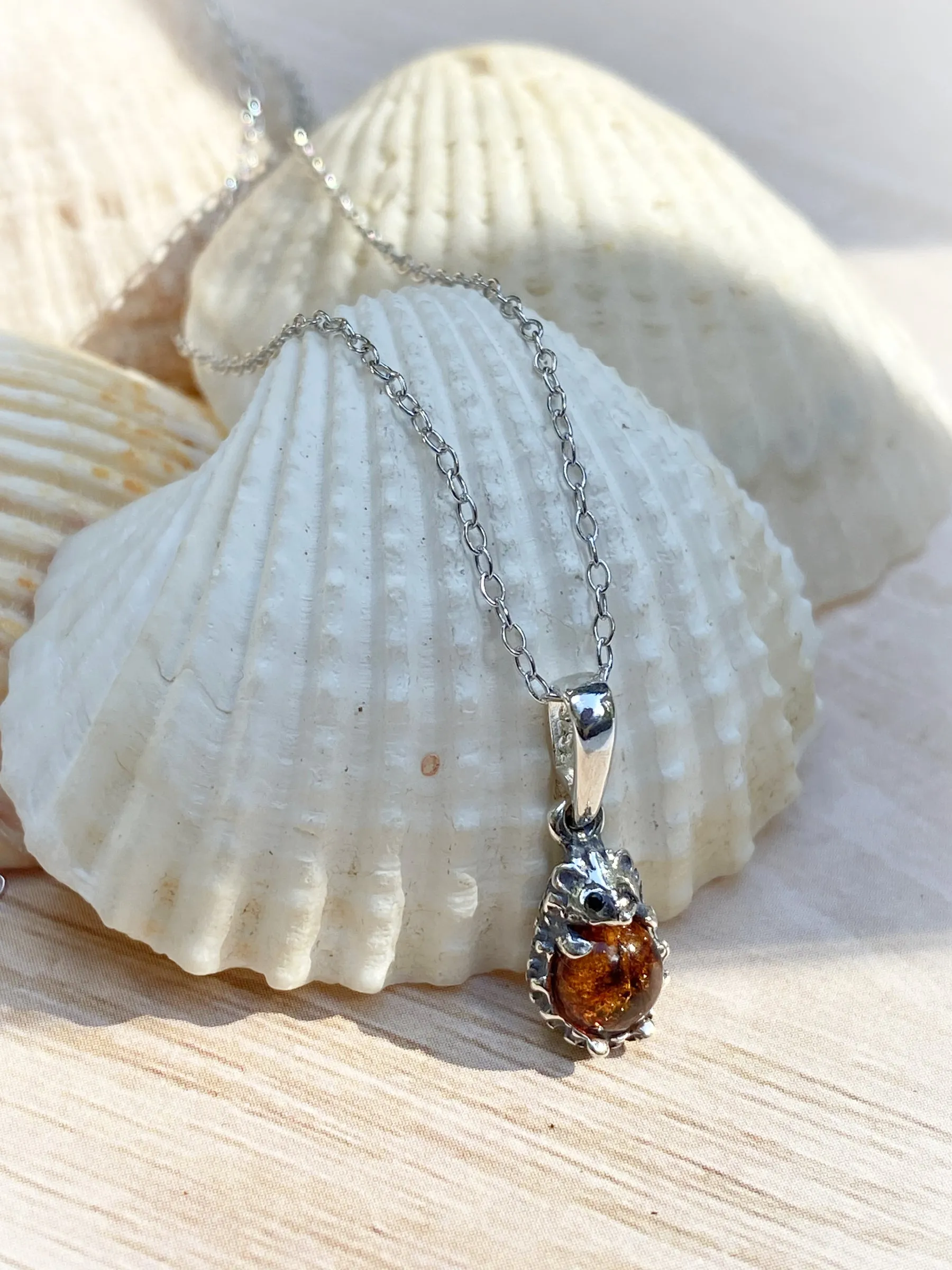 Amber Hedgehog Necklace