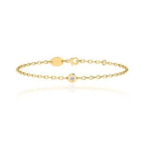 AMBER - Lab Diamond Bezel Solitaire Bracelet 18k Yellow Gold