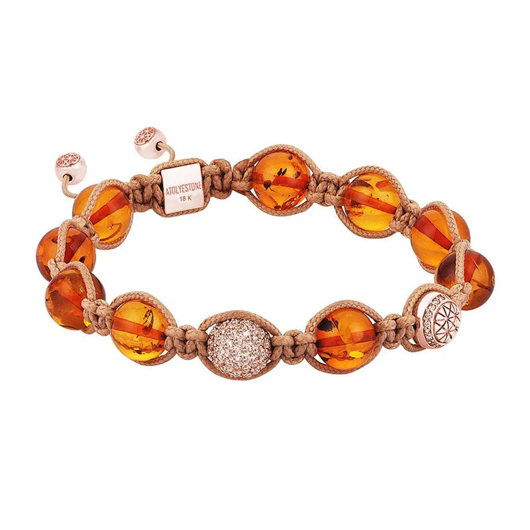 Amber Macrame Bracelet - Solid Gold