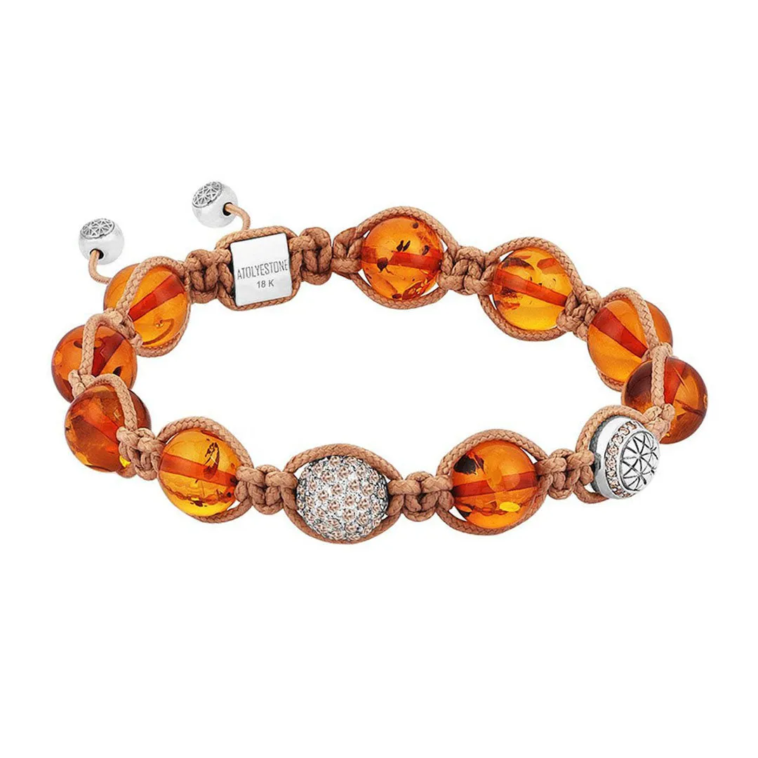 Amber Macrame Bracelet - Solid Gold