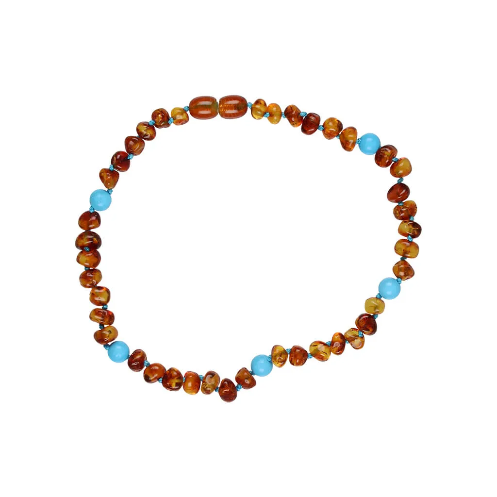 Amber Necklace Cognac/Turquoise