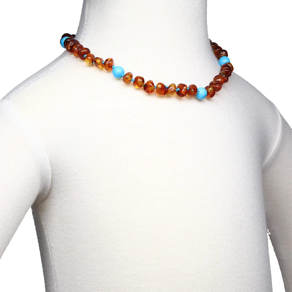 Amber Necklace Cognac/Turquoise