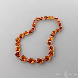 Amber necklace "Cognac diamond"