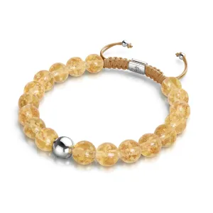 Amber | Silver | Firefly Glass Macrame Bracelet