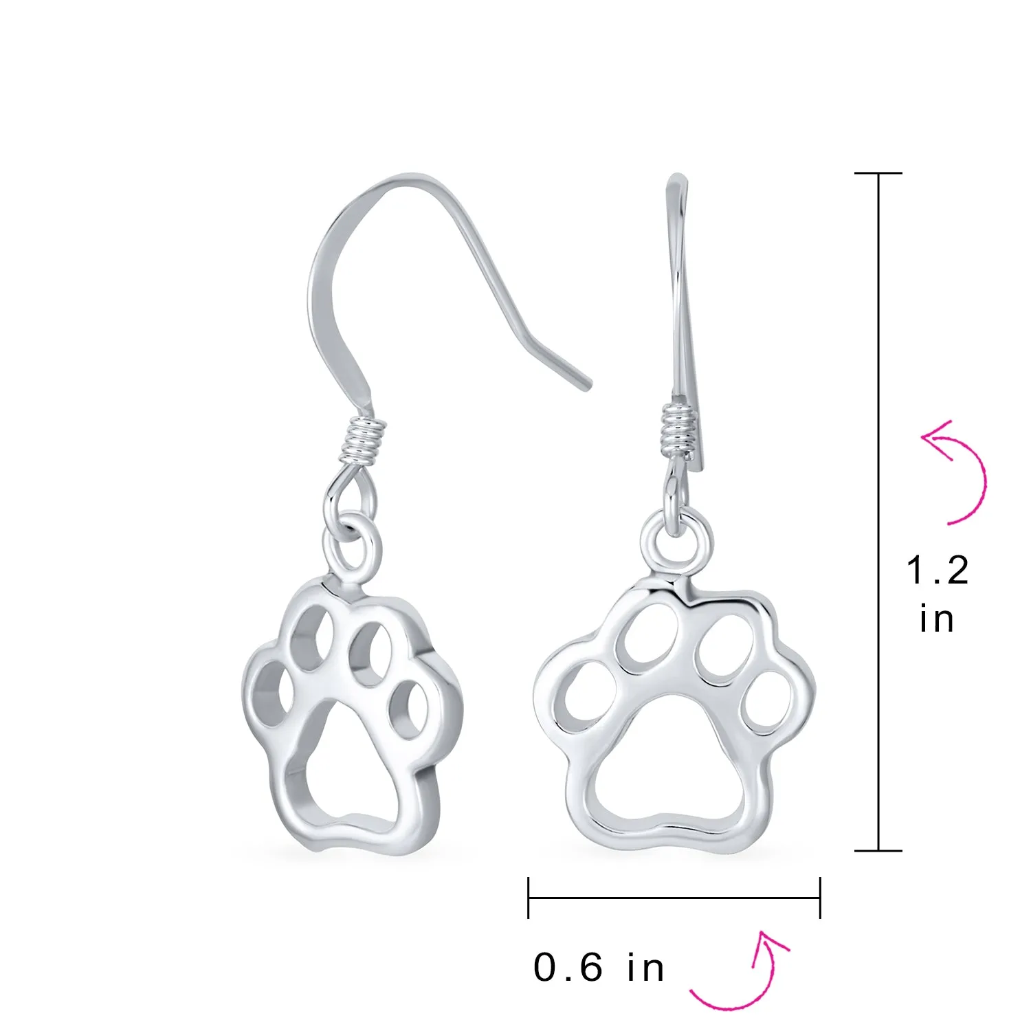 Animal BFF Pet Dog Puppy Charm Bone & Paw Print Bracelet Earrings Sterling Silver