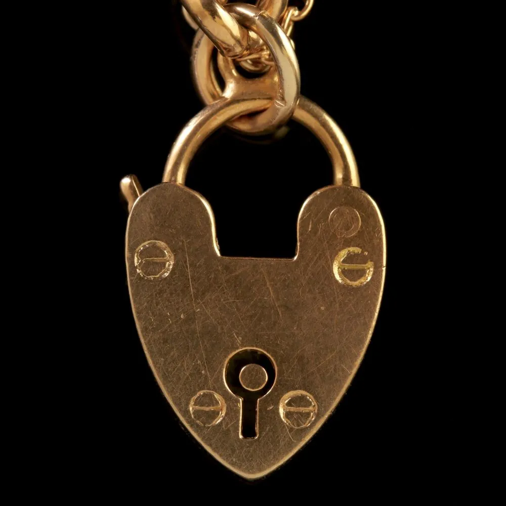 Antique Edwardian Suffragette Bracelet Heart Padlock Circa 1910