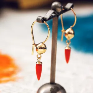 Antique Georgian Coral Amphora Drop Earrings