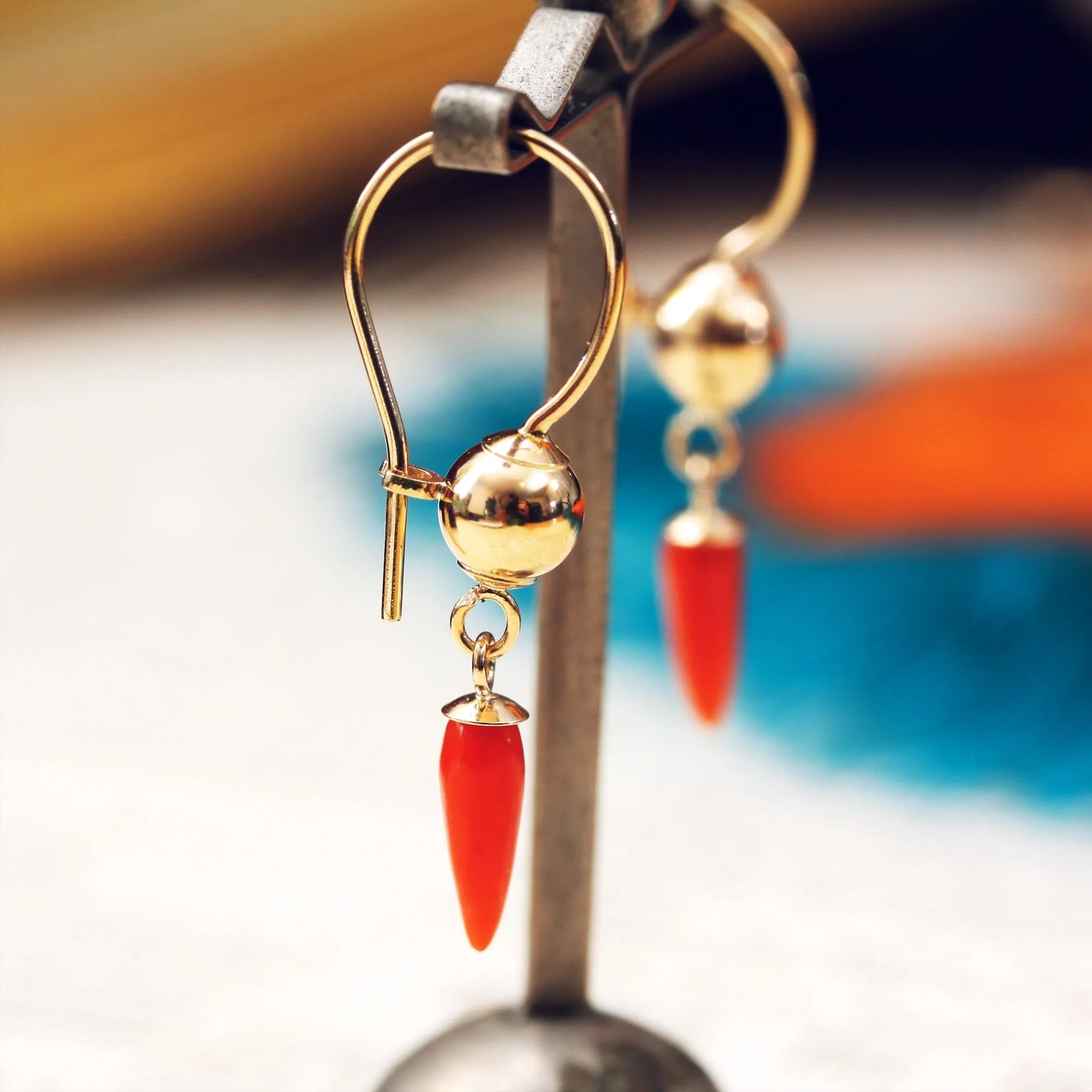 Antique Georgian Coral Amphora Drop Earrings