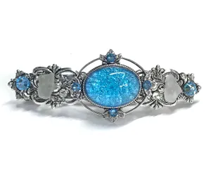 Aqua Glass Opal Hair Barrette