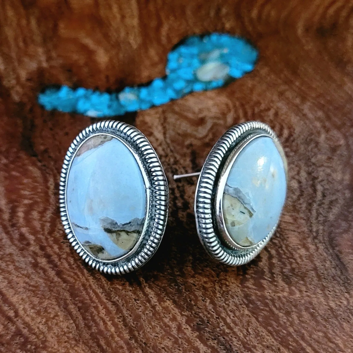 Arizona Blue Opal & Sterling Silver Earrings GJ-ERN-0078