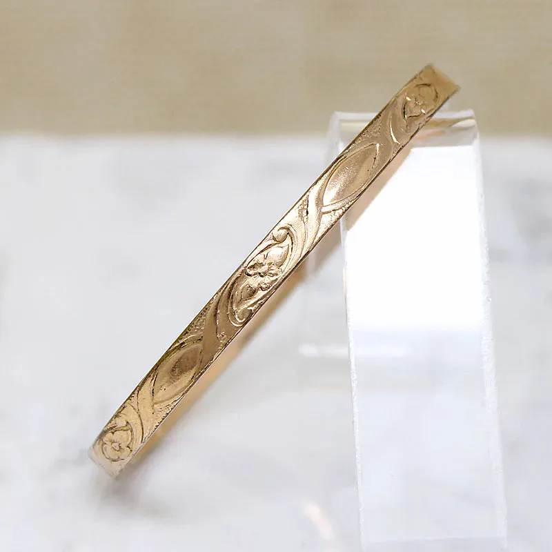 Art Nouveau Engraved Gold FIlled Bangle