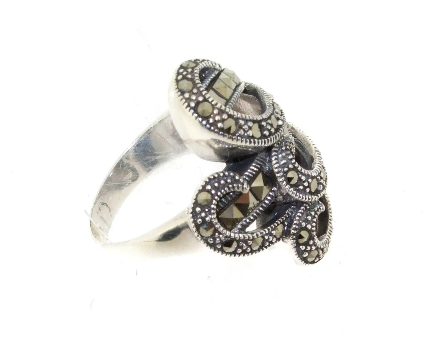 Art Nouveau Style Silver sparkly Ring