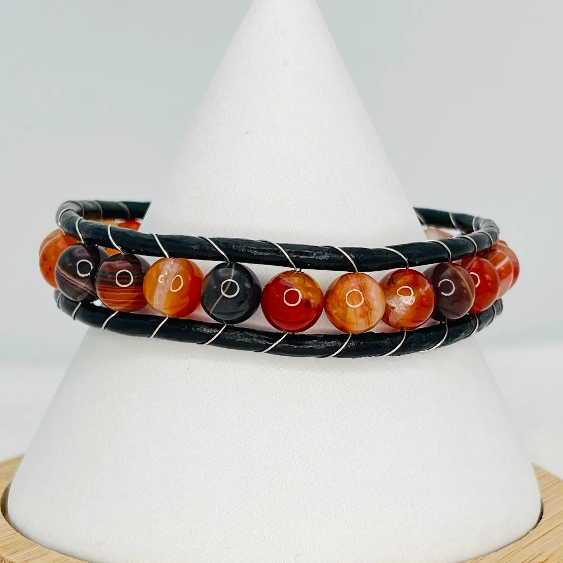 Artisan Natural Stone Leather Bracelets – Handmade in Turkey