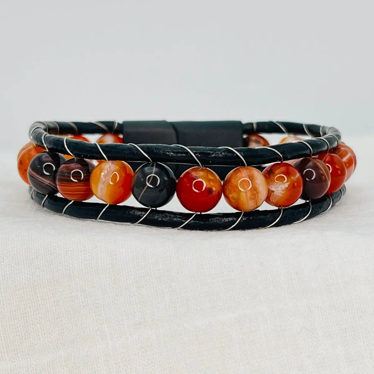 Artisan Natural Stone Leather Bracelets – Handmade in Turkey