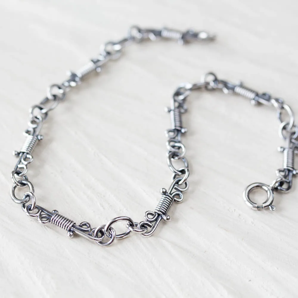 Artisan Wire Wrapped Chain Link Bracelet, Sterling Silver