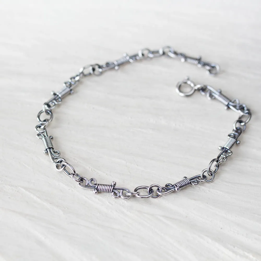 Artisan Wire Wrapped Chain Link Bracelet, Sterling Silver