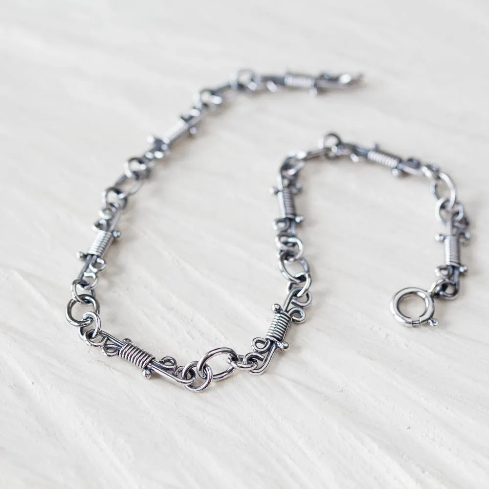 Artisan Wire Wrapped Chain Link Bracelet, Sterling Silver