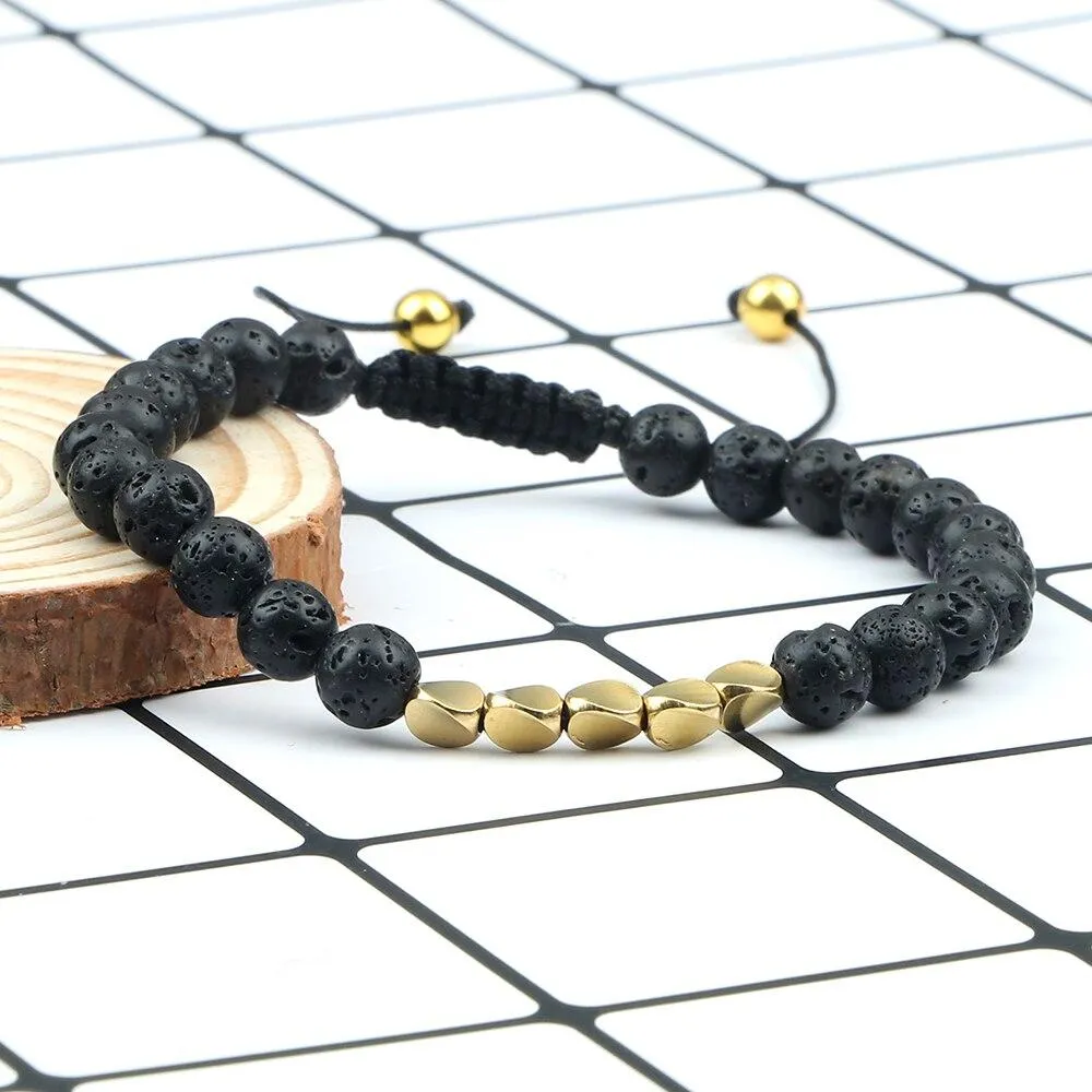 Atrani Black Lava Stone Beaded Bracelet