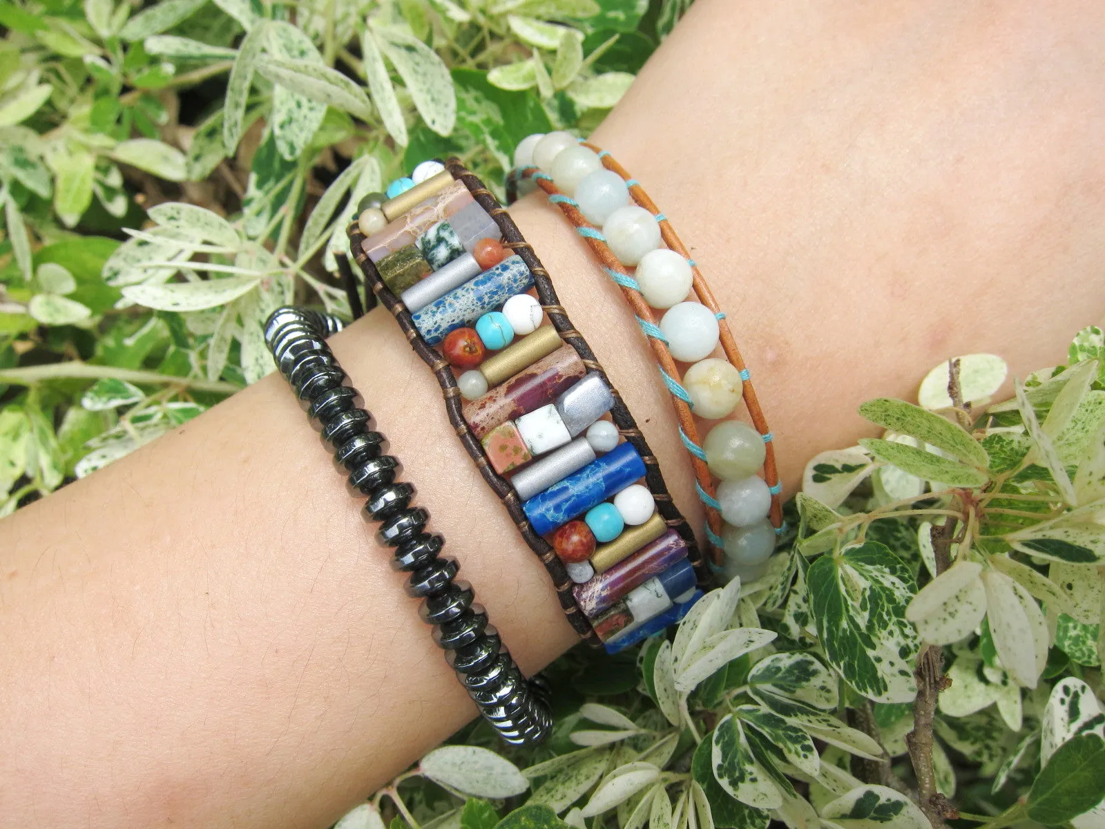 Aurora Borealis Patchwork Mix Stones Wrap Bracelet