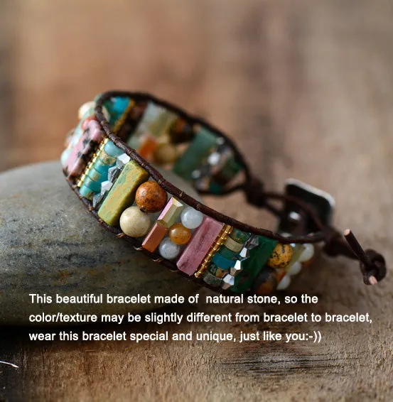 Aurora Borealis Patchwork Mix Stones Wrap Bracelet