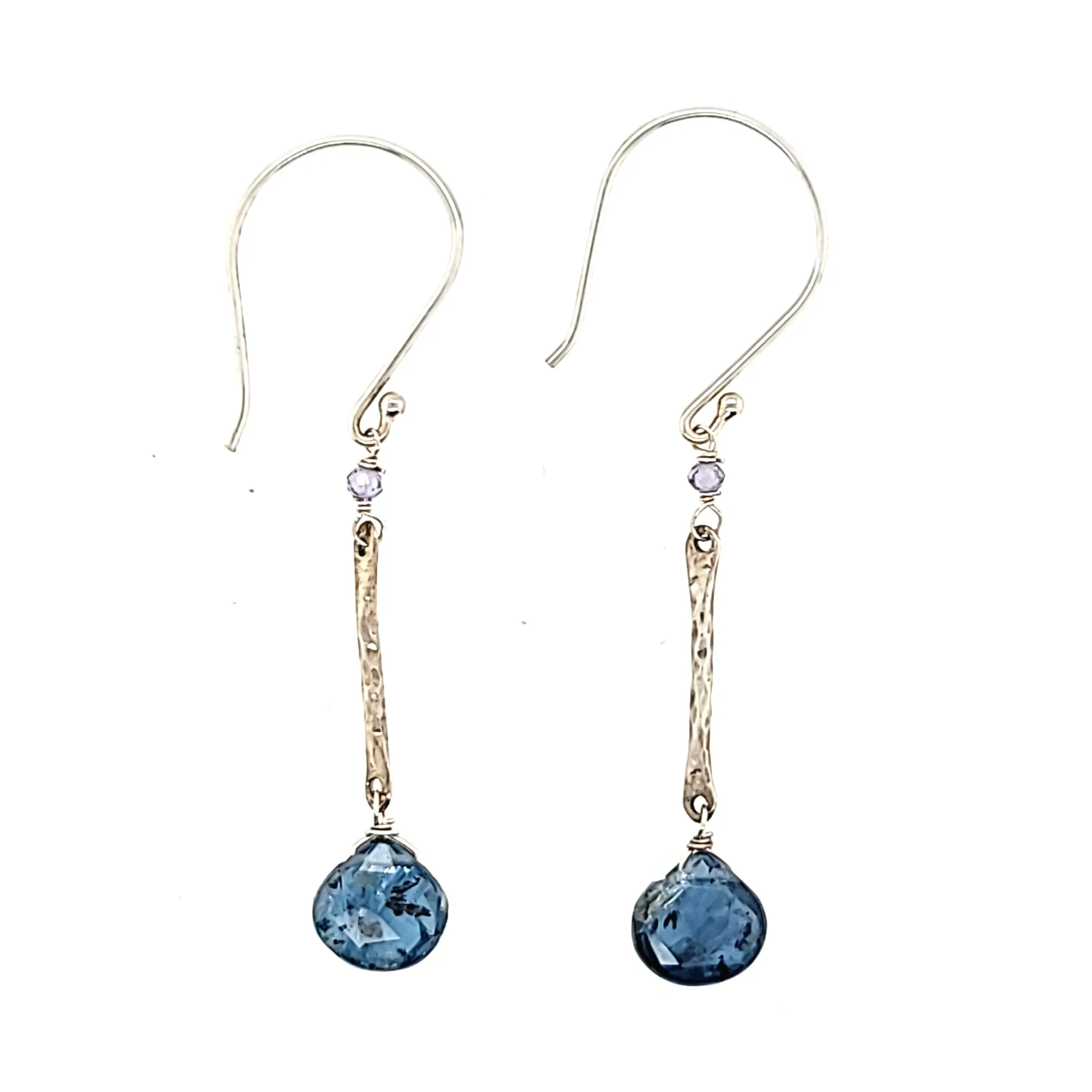 AVF Silver Hammered Bar & Kyanite Drop Earrings (SI2338)