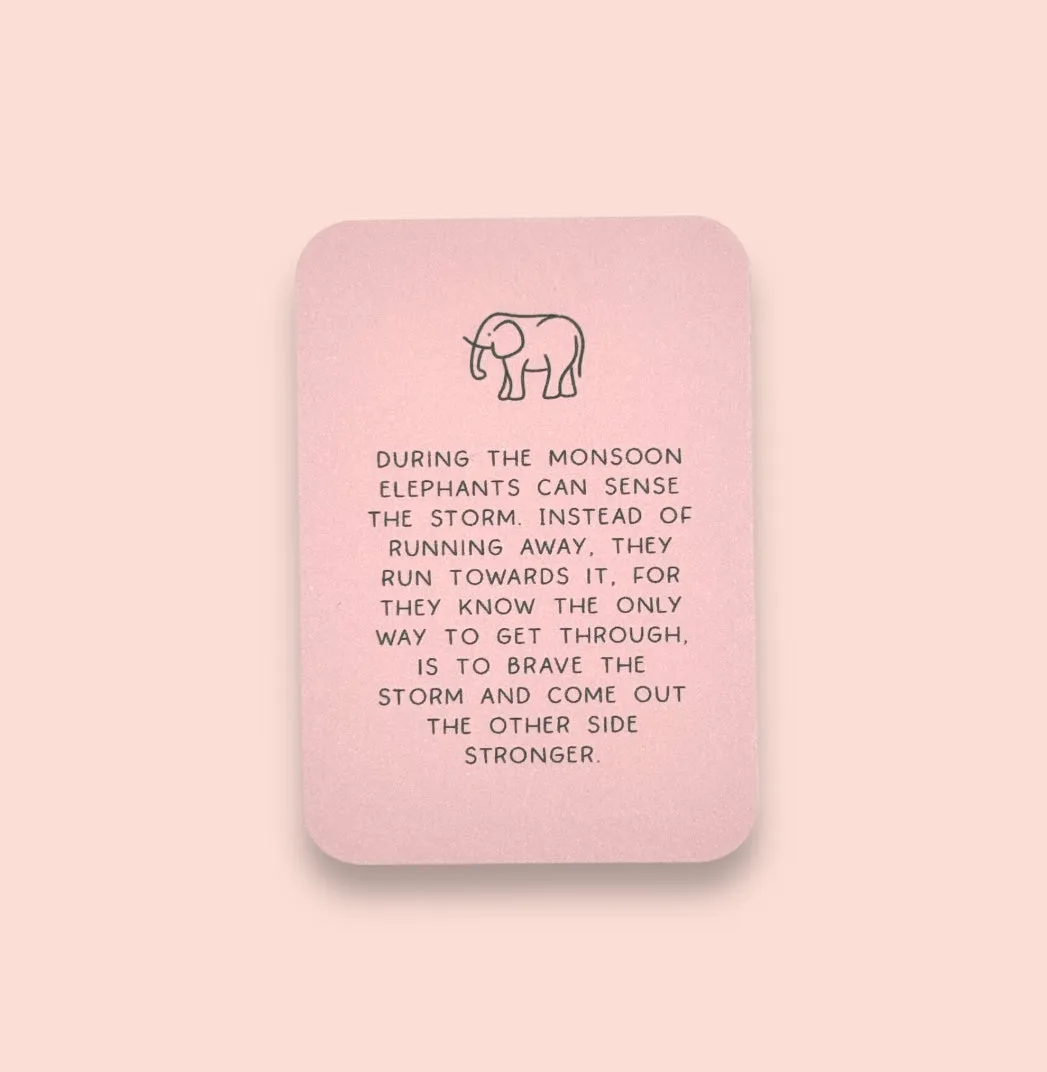 Baby Pink & Gold marble elephant charm bracelet with inspirational courage/ strength/ bravery quote card!