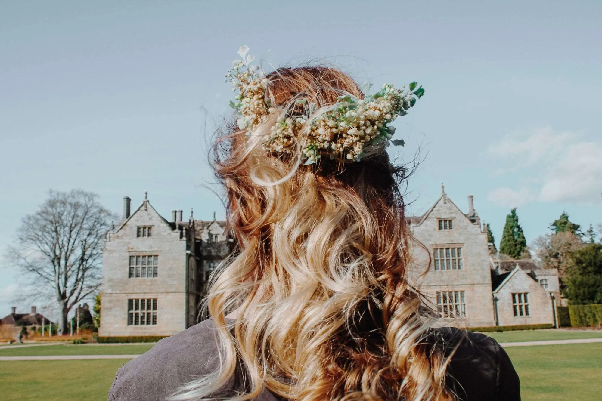 Baby's Breath Half flower Comb, Crescent Dried flowers Comb, Baby's breath, updo comb, comb wedding, wedding comb, Dusty miller