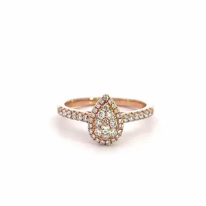 Baikalla 14k Rose Gold Tear Moissanite Engagement Ring