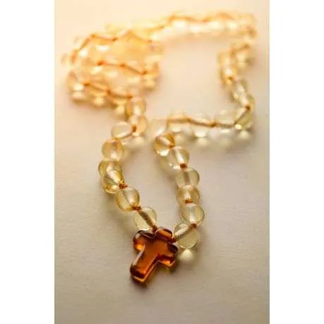 Baltic amber necklace cross pendant