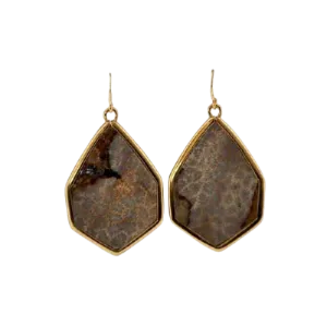 Barse Hexagonal Statement Earring-Fossilized Coral