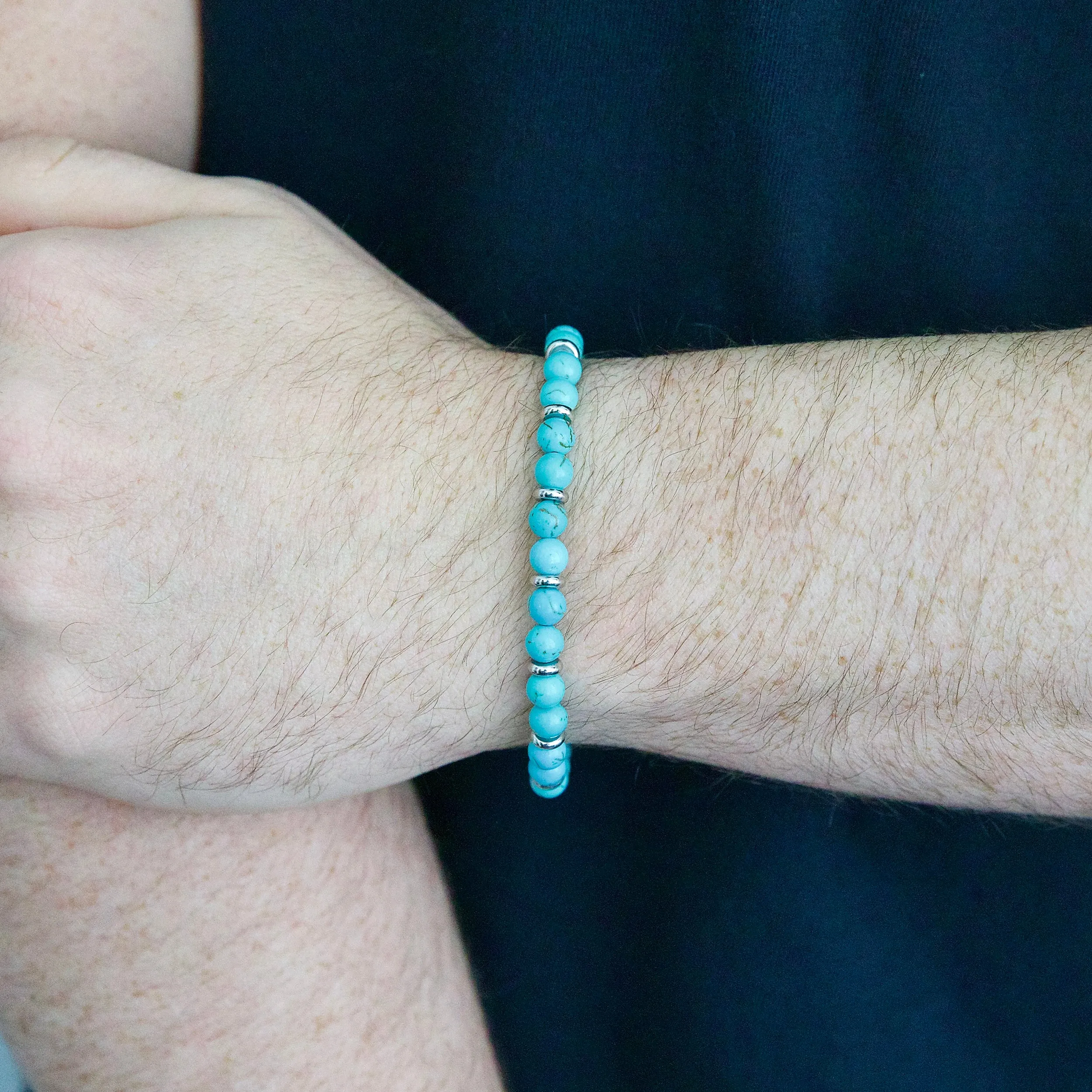 Bead Bracelet - Turquoise x Silver