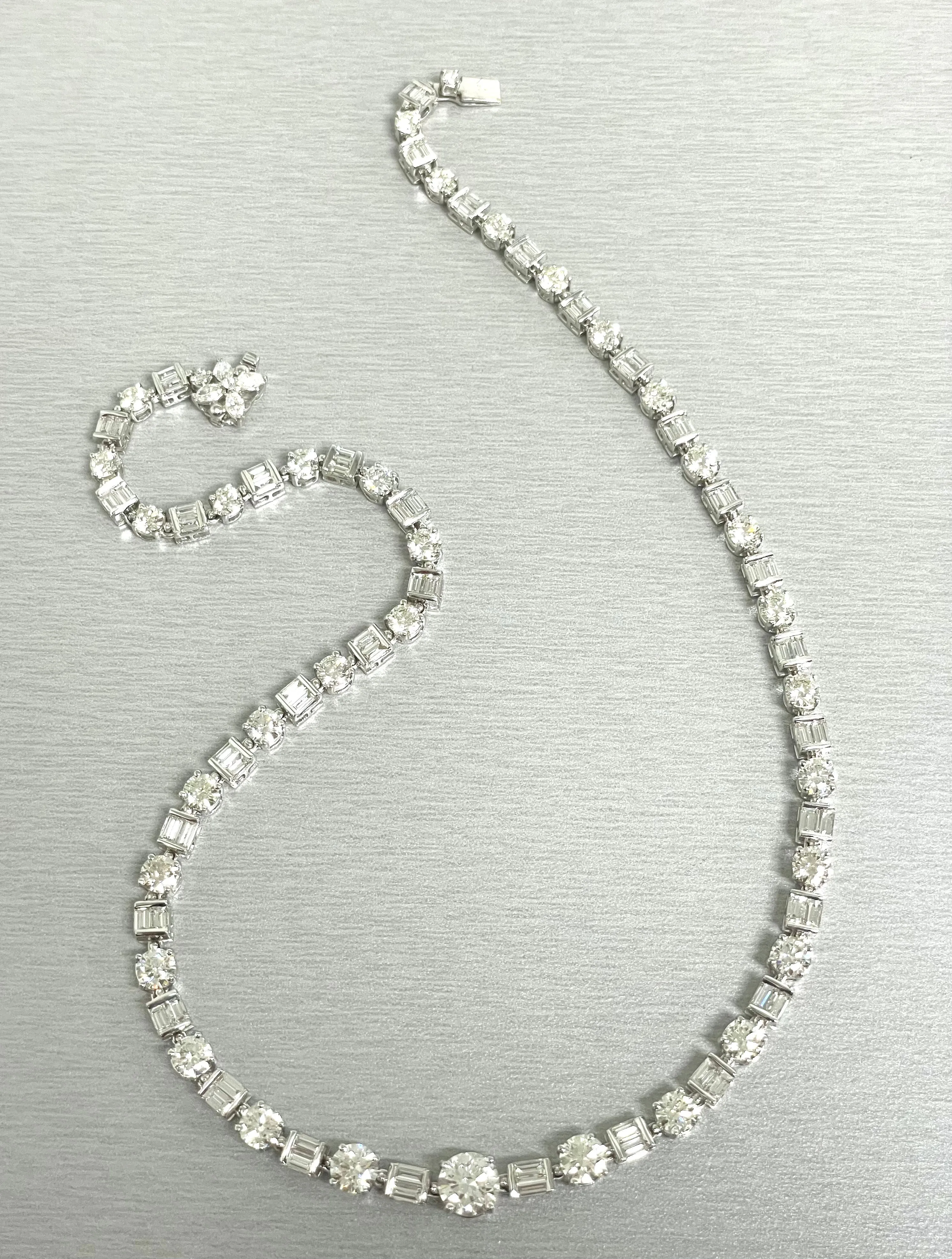 Beauvince Azea Diamond Tennis Necklace 18.37 Carat Diamonds in White Gold