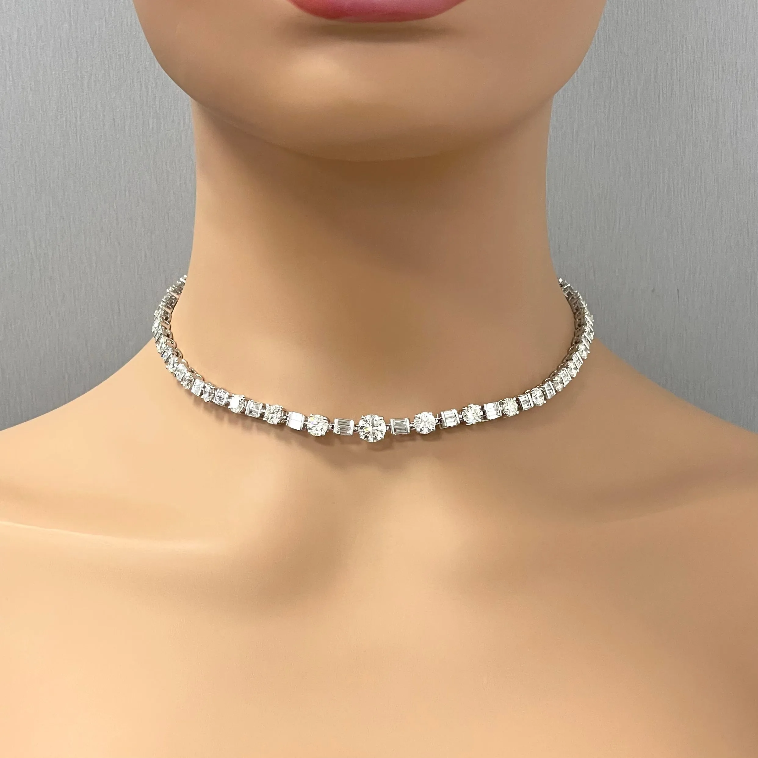 Beauvince Azea Diamond Tennis Necklace 18.37 Carat Diamonds in White Gold