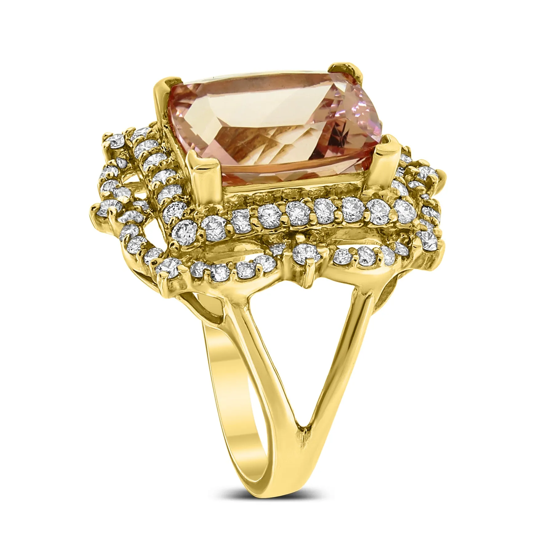 Beauvince Frame Morganite & Diamond Ring (5.35 ct Morganite) in Yellow Gold