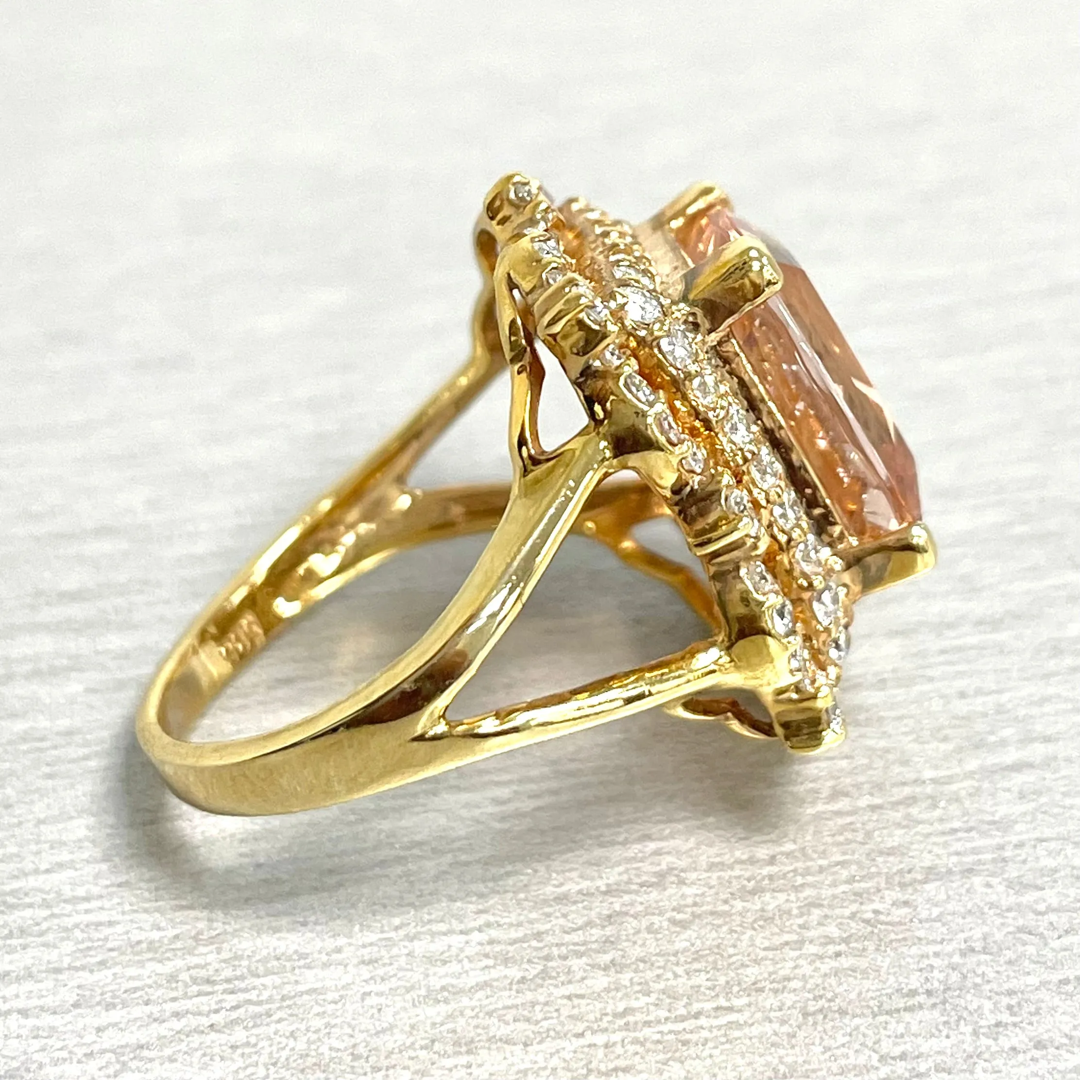 Beauvince Frame Morganite & Diamond Ring (5.35 ct Morganite) in Yellow Gold