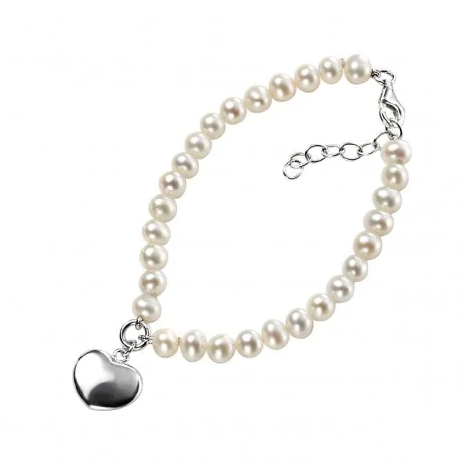 Beginnings Sterling Silver B3162W Pearl Puff Heart 18 3cm Bracelet B3162W