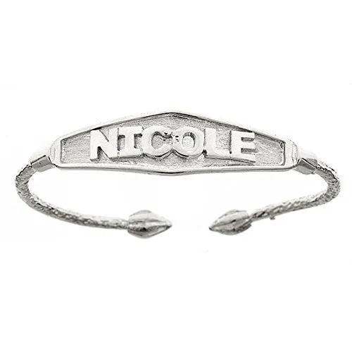 Better Jewelry NAME PLATE Baby Bangle, Shield Shape .925 Sterling Silver