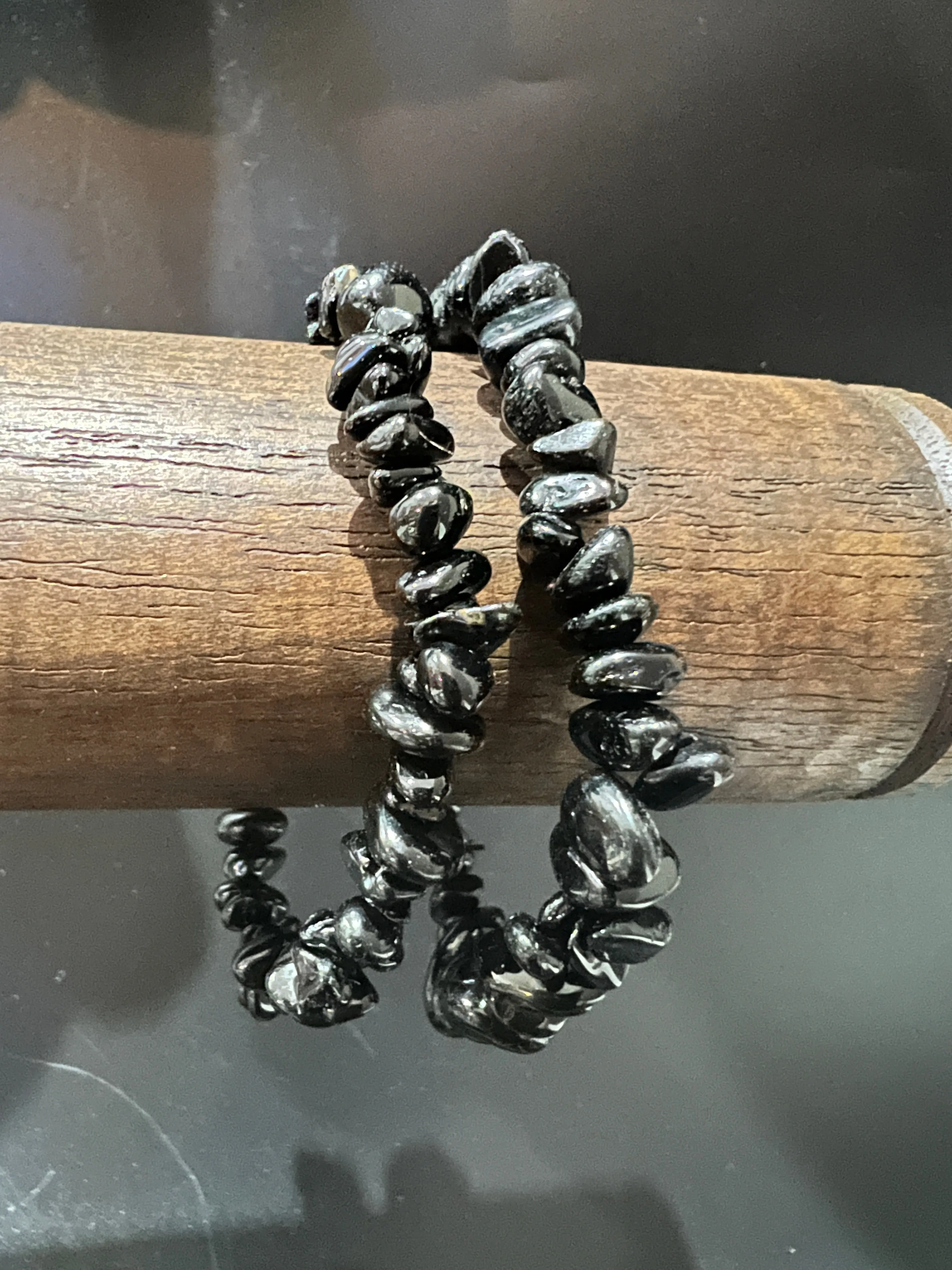 Black Obsidian  Crystal Chip Bracelet