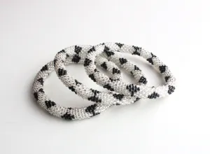 Black Silver Crocheted Roll On Bracelet