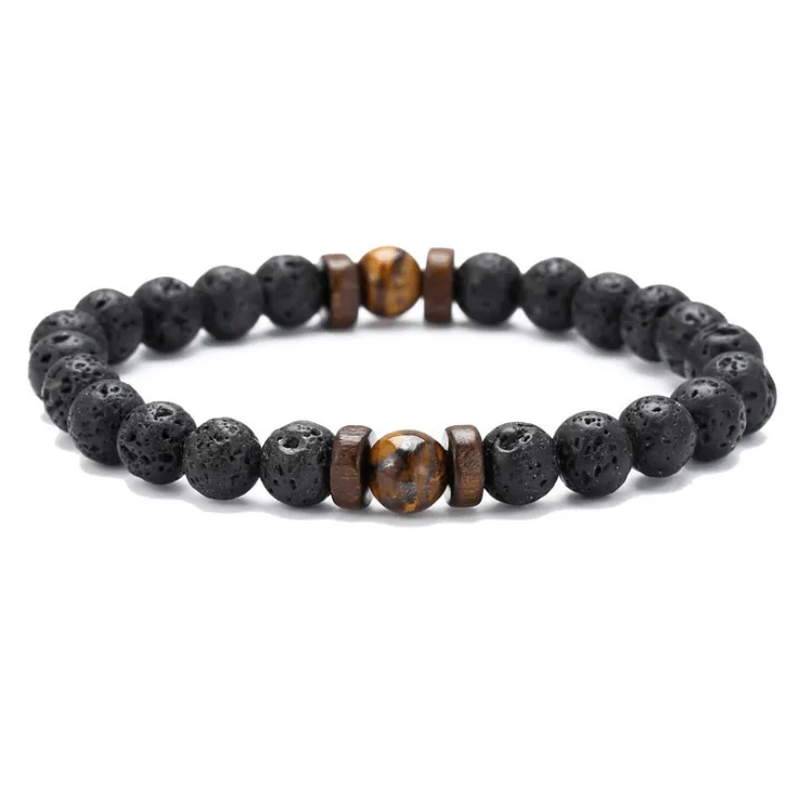 Black Volcanic Stone Bracelet: Reflecting Men's Unique Style