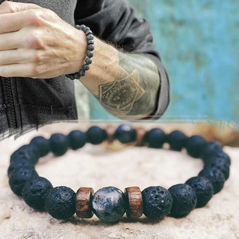 Black Volcanic Stone Bracelet: Reflecting Men's Unique Style