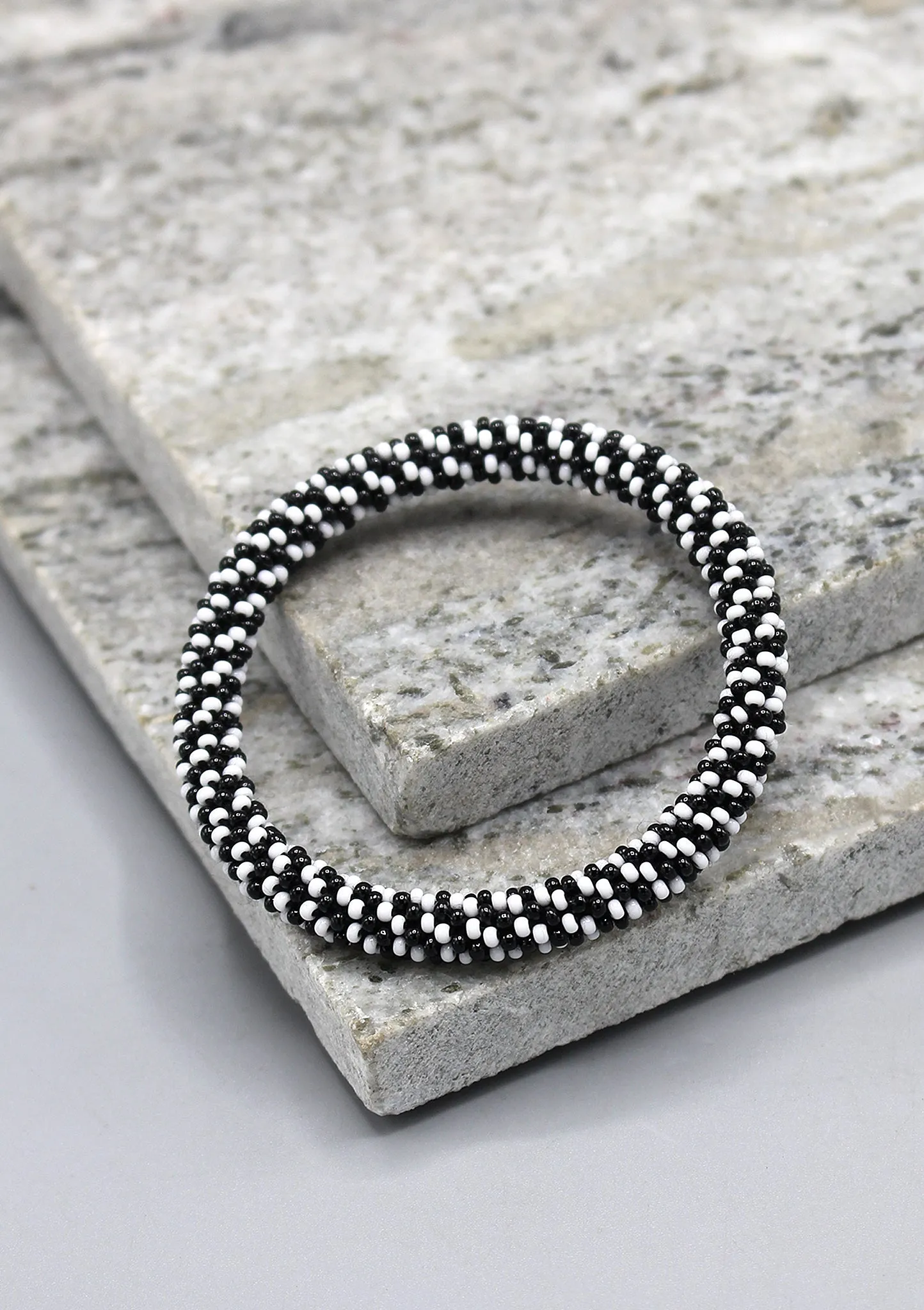 Black White Twined Roll On Bracelet