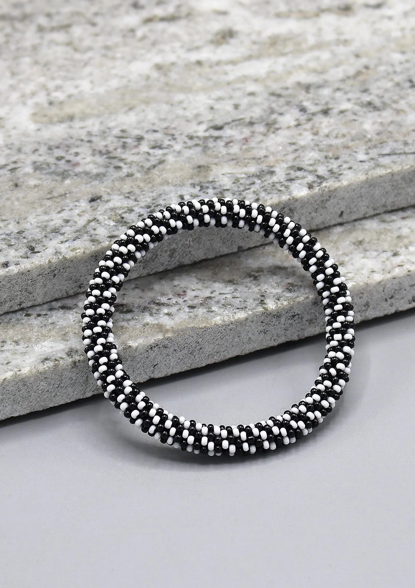 Black White Twined Roll On Bracelet