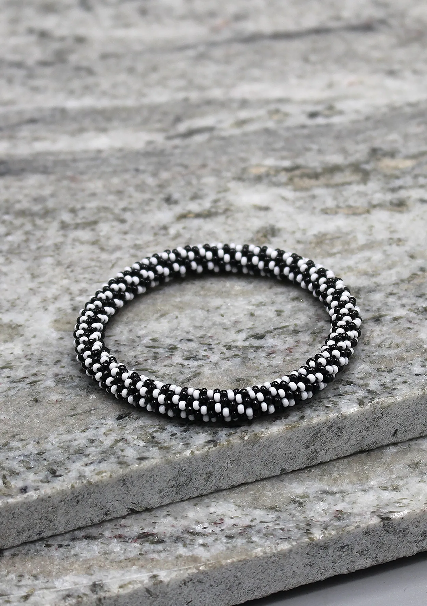 Black White Twined Roll On Bracelet