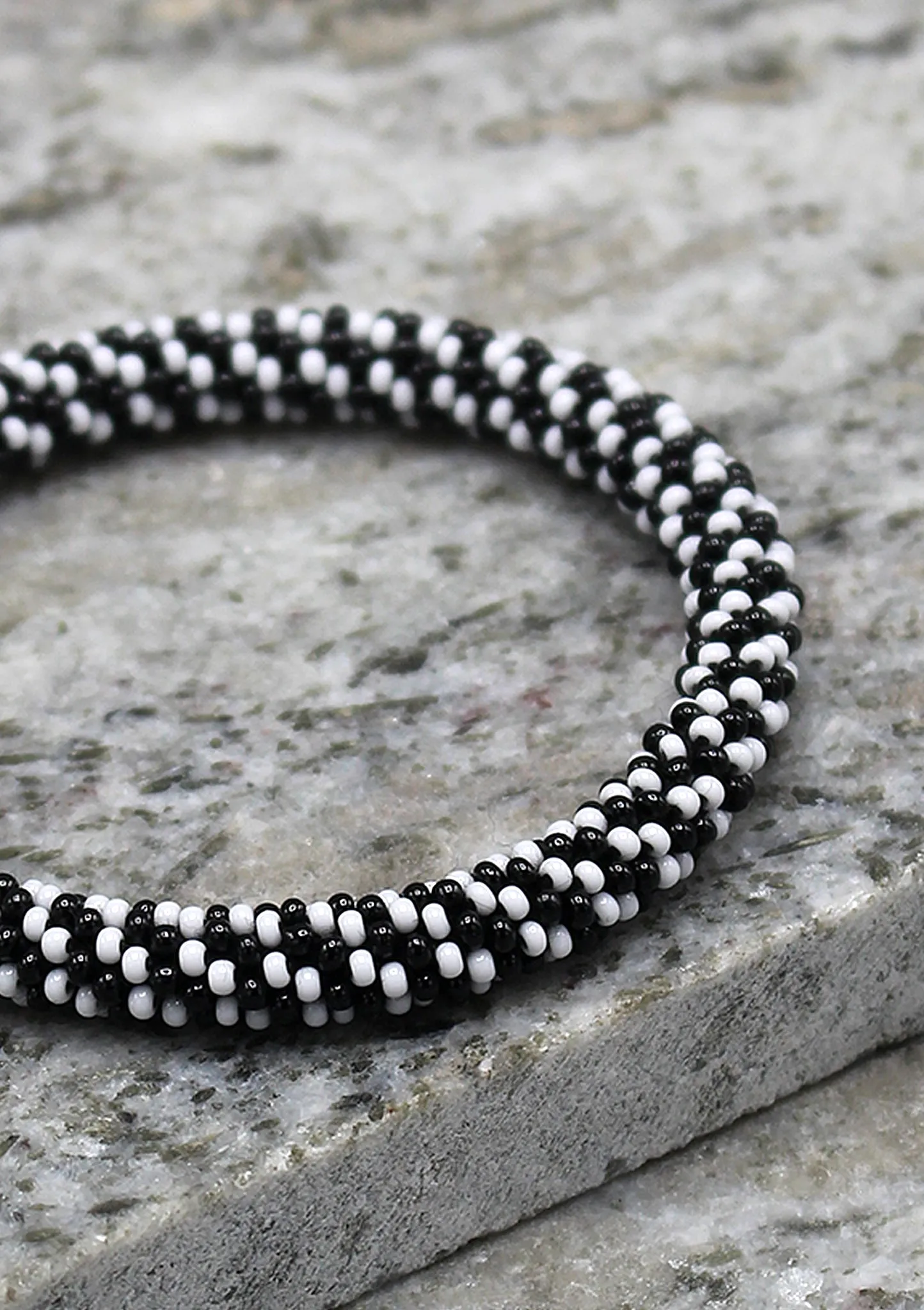 Black White Twined Roll On Bracelet