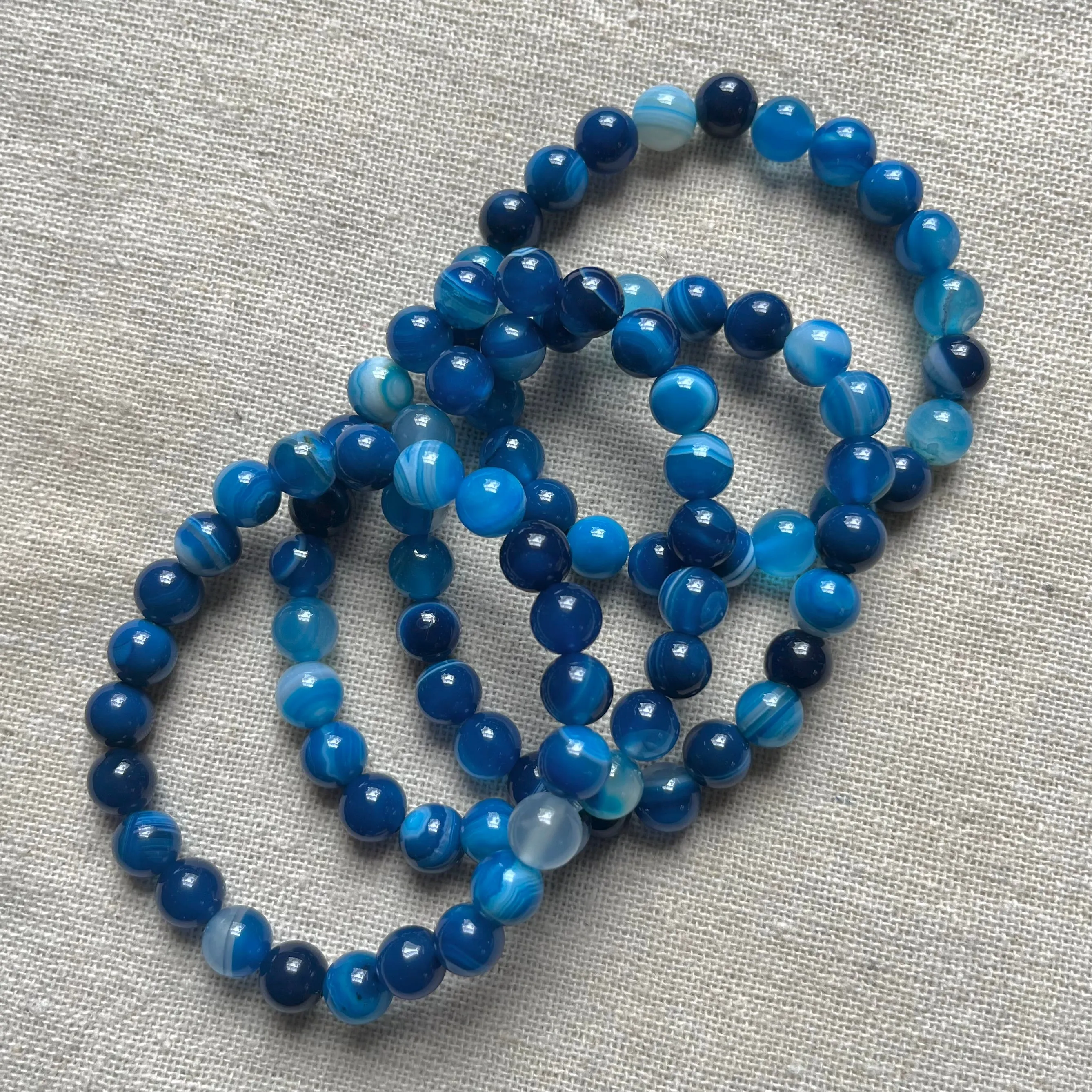 Blue Agate 8mm Beaded Bracelet - Relaxation